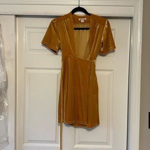 Billabong Yellow Velvet Wrap Dress